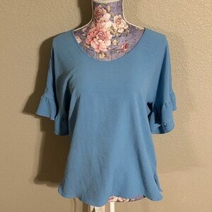 Counterparts Blue Ruffled Sleeve‎ Blouse